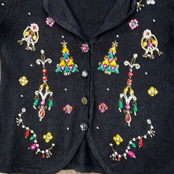 K.I.K.I.T S Christmas Sweater Size Large Beaded - Picture 2 of 16